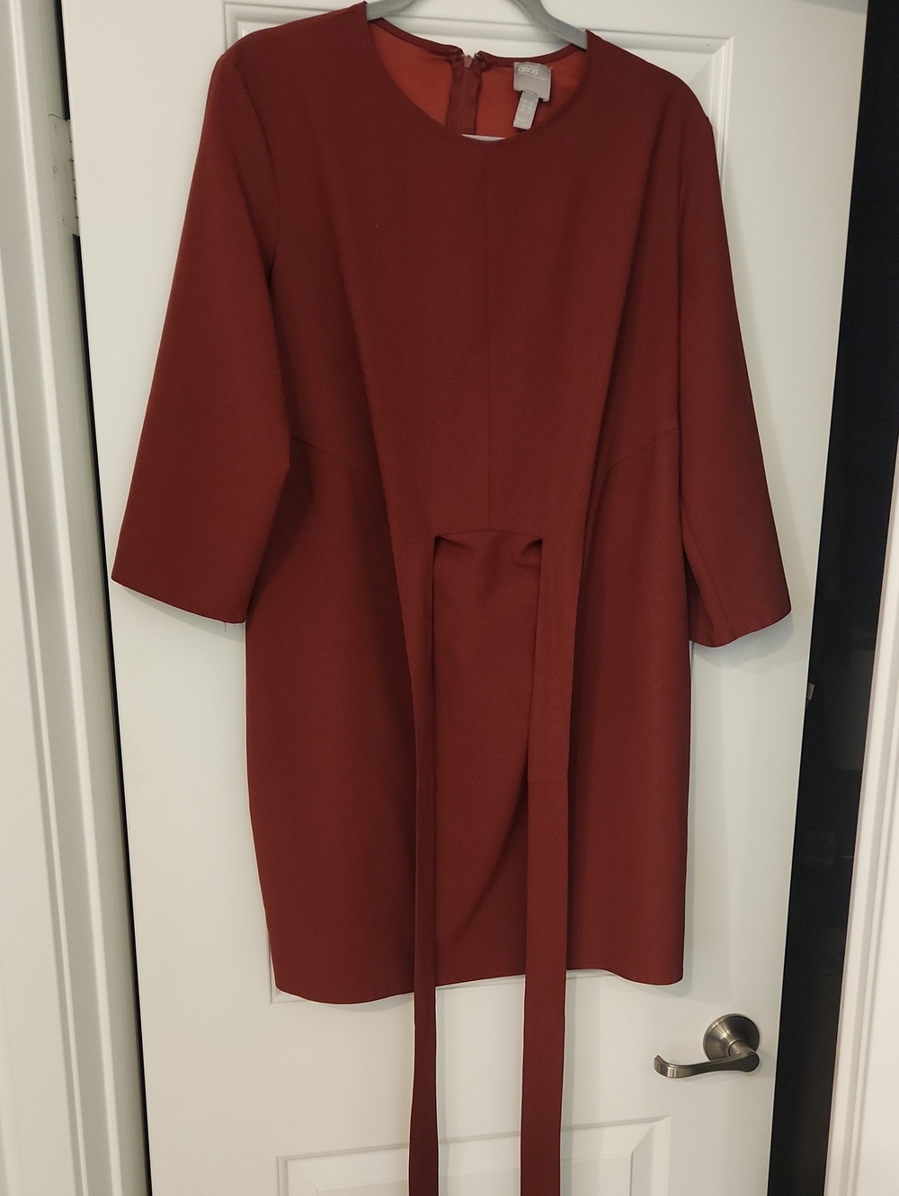 ASOS Rust Red Midi Dress with Tie Waist